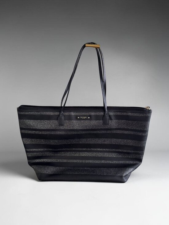 kate spade Handbags - KATE SPADE Black Silver Saffiano Leather Glitter Tote Bag